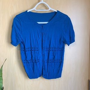 Blue short sleeve cardigan